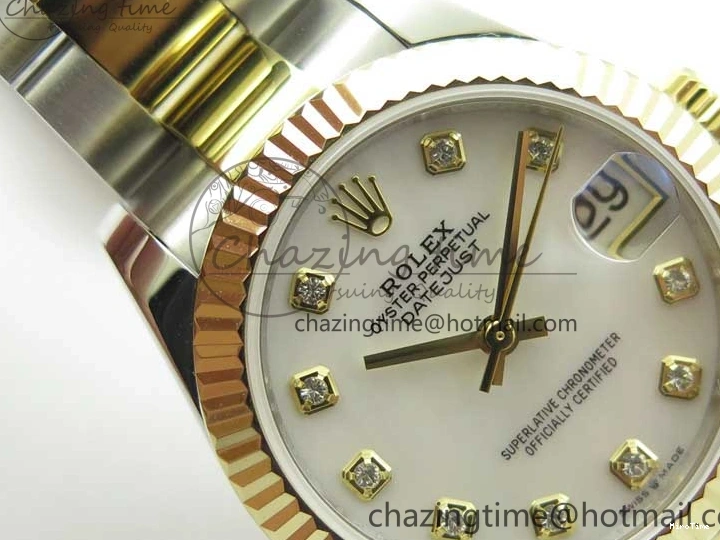 MiroTime 0520 ModernLook Datejust 31mm 278273 SS YG BP Maker Best Edition White MOP Diamonds Dial on SS YG Oyster Bracelet 2723